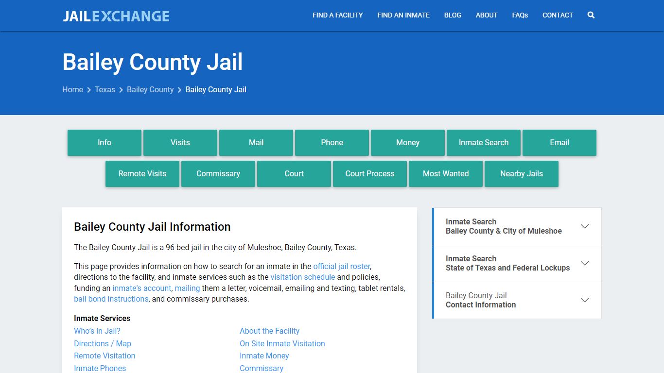 Bailey County Jail , TX Inmate Search, Information